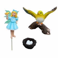 Fairy Garden Statue with Nest Miniature Decor Nature-Inspired for Terrariums