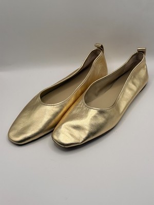 Vince Women Vivian Gold Metallic Ballet Flat Sz 11