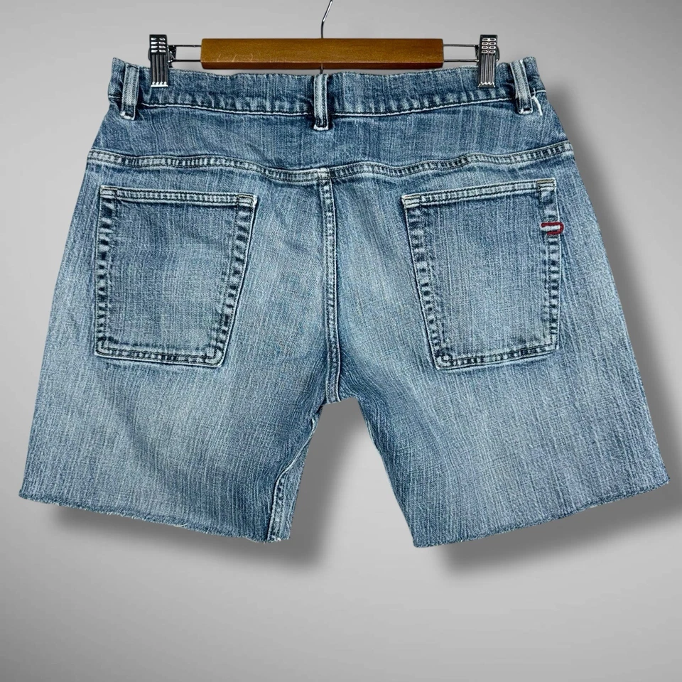 Pantalones Cortos de Jean Diesel Ravix Para Hombres 34x7 Azul Denim Corte Dobladillo Crudo Botón-Vuela Foto 2 de 4