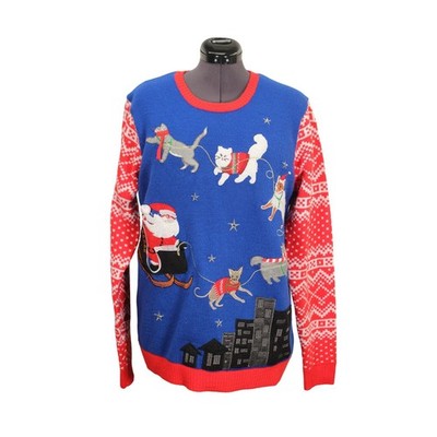 Jolly Sweaters Meowy Christmas Ugly Cat Holiday Sweater Size L Light Up Adult
