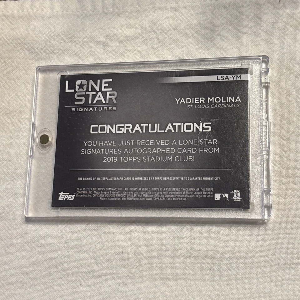 2019 Topps Stadium Club Lone Star Auto Yadier Molina SILVER 2/25 - Image 2 of 4