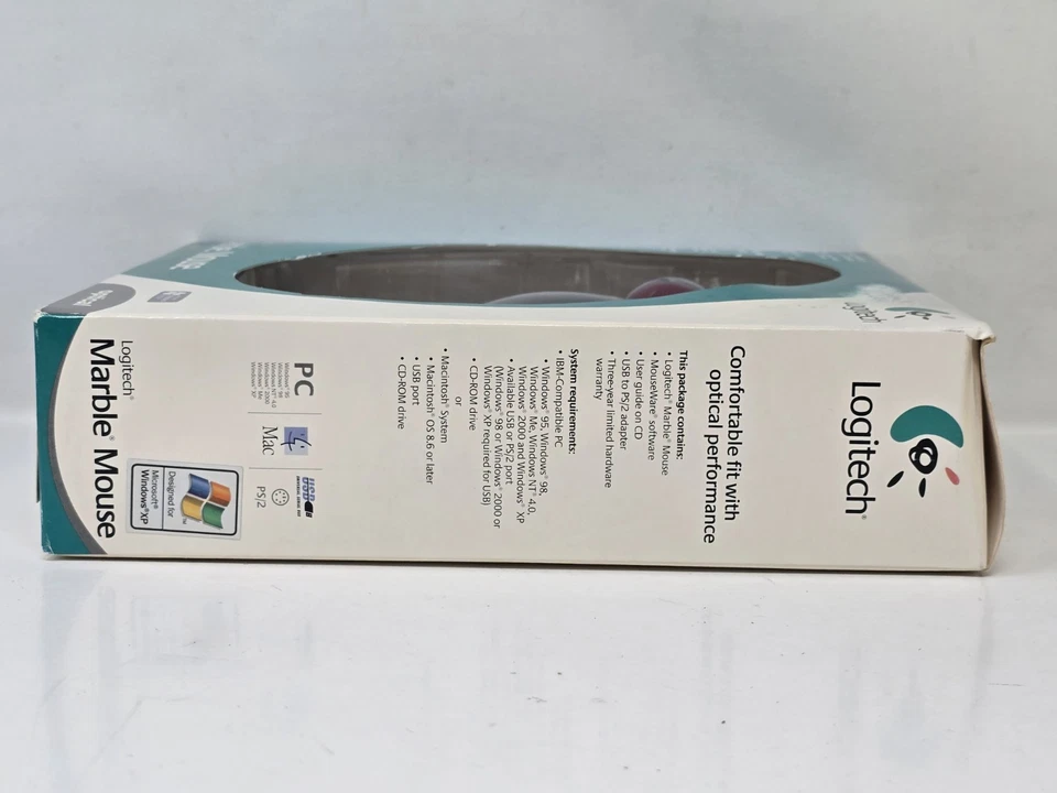 Logitech Optical Marble Mouse 904360-0403 Trackball Corded USB - New (Box Wear) - Image 3 of 4