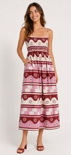 Madewell Womens Size XS Geodaisy Batik Theo Sleeveless Smocked Midi Dress NEw