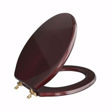 Jones Stephens C2b1e16br Toilet Seat Mahogany Piano Finish Polished Brass Hinges