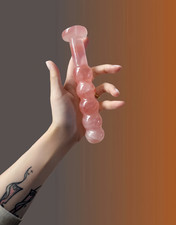 7" Crystal Rose Quartz Massage Wand, Healing Crystal Wand, Crystal Yoni Wand