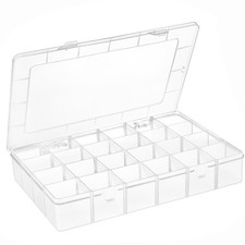 Large 24 Grids Clear Plastic Jewelry Organizer Box with Adjustable Dividers, ...