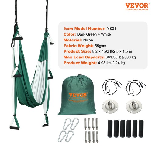 VEVOR Balançoire Yoga Aérien Hamac 2,5x1,5m Charge 300kg Inversion Anti-gravité - Photo 7/12