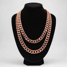 Pure Copper Cuban Chain Necklace 12 mm Heavy Cuban Link Chain 22"-24"