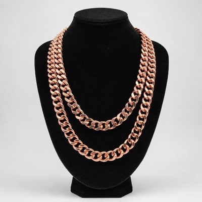 Pure Copper Cuban Chain Necklace   12 mm Heavy Cuban Link Chain 22''-24''