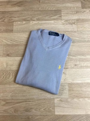 Ak15 Pullover V-Ausschnitt Polo Ralph Lauren - Größe S - hellblau gelbes Logo