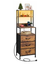 WLIVE Tall Nightstand with 3 Fabric Drawers, Night Stand with Charger Station...