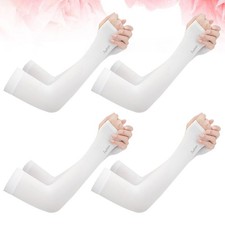 4 Pair Ice Cooling Sleeves Uv Sun Protection Silk Sunscreen Outdoor Thumb Hole