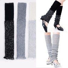 Trendy Vintage Glitter Sequined Knit Boot Socks Leg Warmer for Stylish Female