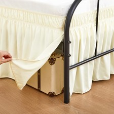 Cream Yellow Bed Skirts with Split Corners Queen Size 15 Inch Drop,Elastic Be...