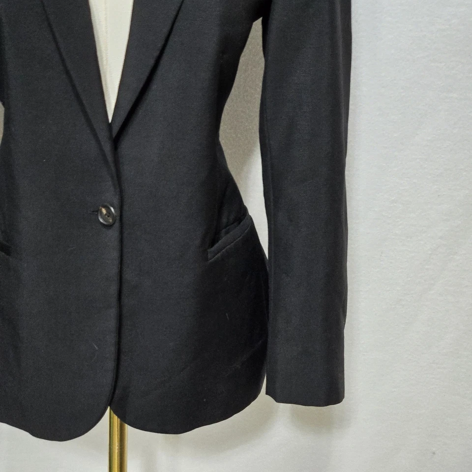 Blazer Viktor & Rolf Mujer 40 Negro Lana Mohair Italia Botón Único Traje Chaqueta Foto 4 de 4