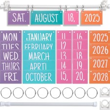 54 PCS Rainbow Classroom Calendar Bulletin Board Set Colorful Flip Date Cards