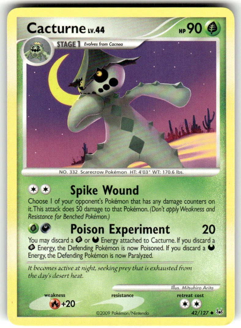 Pokemon TCG Cacturne 42/127 Platinum Uncommon card Normal NM