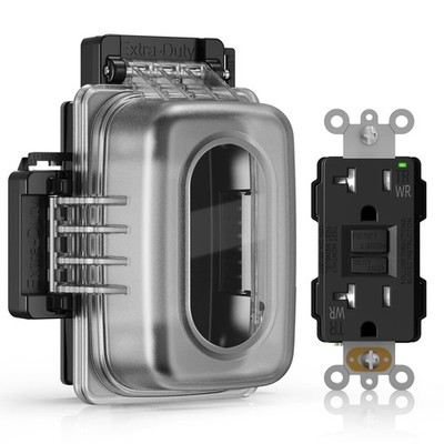 ELEGRP Outdoor GFCI Outlet with Extra-Duty in Use 20A Kit, Black