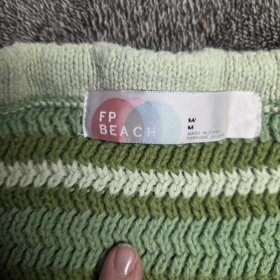 Мини-юбка Free People Beach богемное вязание крючком зеленая в полоску на шнурке размер средний - Изображение 3 из 4