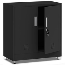 Metal Storage Cabinet with Locking Doors and Adjustable Shelf, Small Lockable...