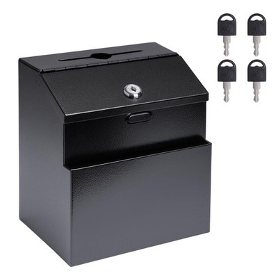 Suggestion Box with Slot and Lock Metal Wall Mounted Donation Box with 4 Keys