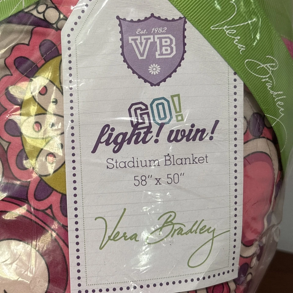 Vera Bradley Paisley Meets Plaid Stadium Blanket 58”x50” NEW - Image 2 of 4