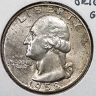 1958-D Washington 90% Silver Quarter Gem BU Uncirculated - Mint Set Toned