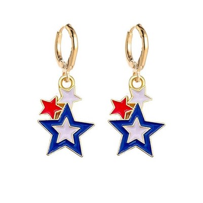 Independence Day Star USA Butterfly American Flag Ice Cream Shoes Shape Earrings