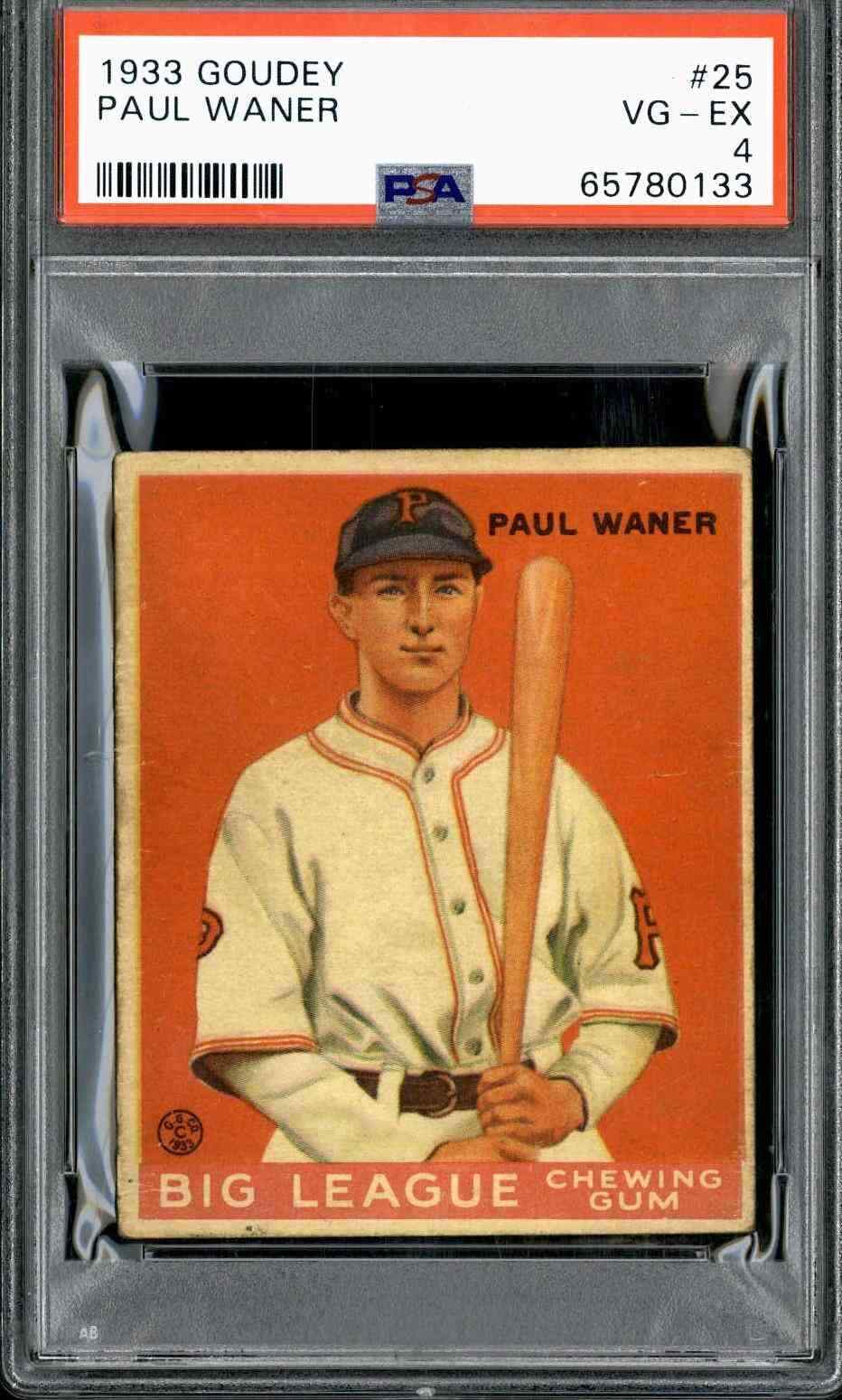 1933 Goudey #25 Paul Waner - PSA 4