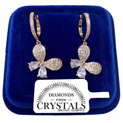 Ohrringe Creolen Schmetterling vergoldet 18K Gelbgold mit Zirkonia Kristallen