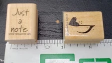 Set Of 2 Stampin' Up Mini Mates Stamps "Just A Note!" & Musical Note W/Heart 