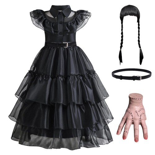 Cosplay Addams Family Wednesday Party Halloween Dress Kids Book Week Costume new - Picture 17 of 24