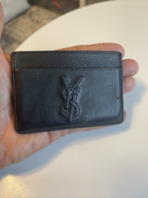 Yves Saint Laurent Kartenetui. Schwarze Leder Geldbörse Original. STT352908 Y 0517