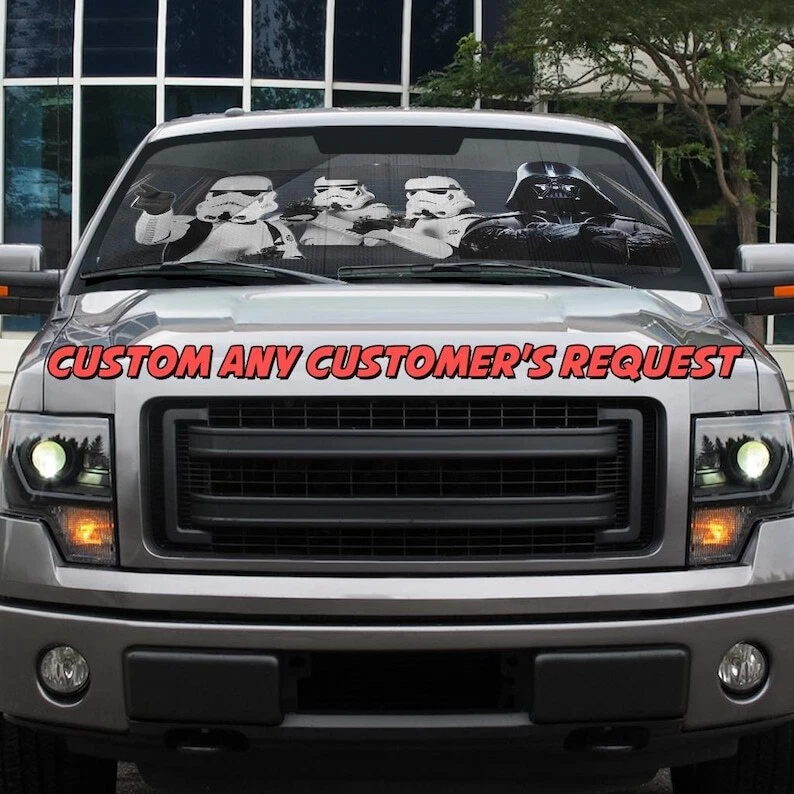 Personalize Starwars Sunshade Windshield, Custom Request Darth Vader Galaxy Car