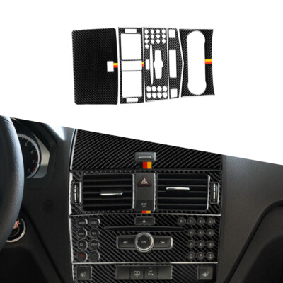5PCS Carbon Fiber Center Console Dekoration Deutsche Farbe Für Mercedes C W204