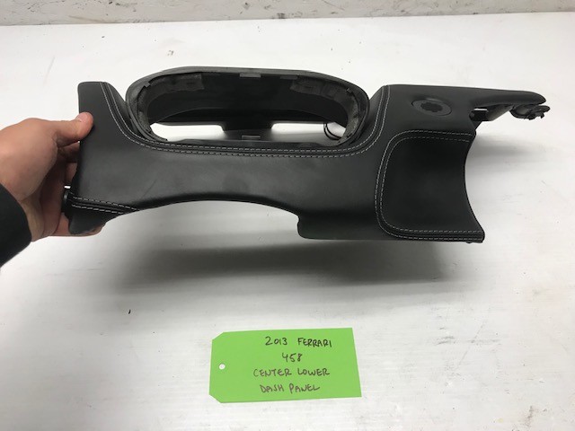 13 FERRARI 458 F142 OEM BLACK LEATHER CENTER LOWER DASH PANEL 10-15