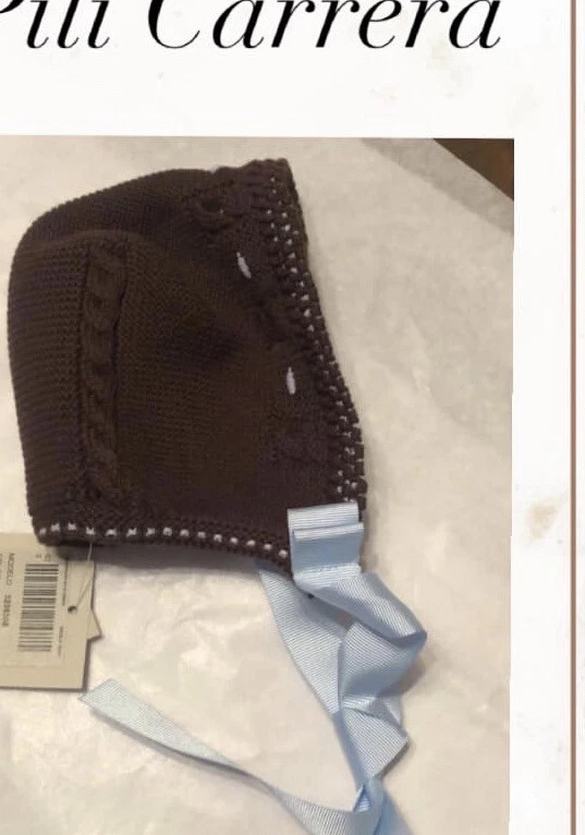Pili Carrera Baby Brown Bonnet Infant Hat NWT Size 0 m