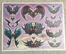 Tattoo Studio Shop Flash Single By David Bollt Halos Hearts Love 11X14" Print