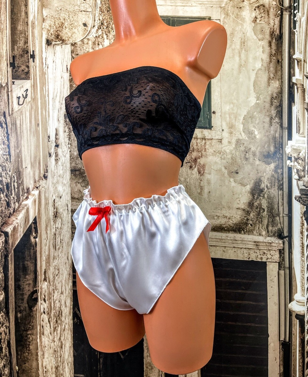 White sexy sliPpy satin CD sissy knickers bloomers panties L/XL 26"-34"  R1853 | eBay
