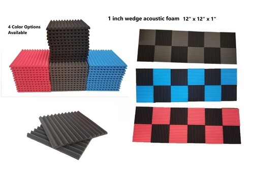 12 pk 12x12x1" Wedge Acoustic Foam Soundproof Wall Record Studio Panel Tile Blue - Bild 4 von 4