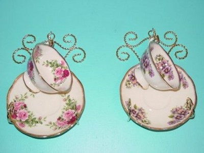 Teacup Rack Wall Mount For Single Teacup Saucer Set Of Two Cup