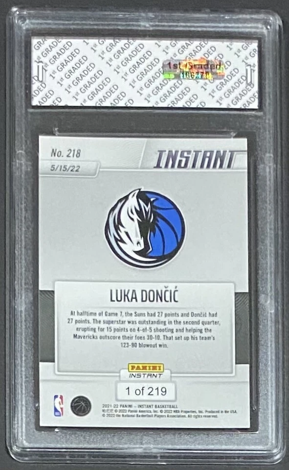 2021-22 PANINI INSTANT LUKA DONCIC 1ST GRADED 10 NBA PLAYOFFS MAVERICKS #218 SP - Image 2 of 2