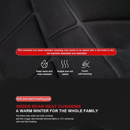 Car Heated Seat Cover Cushion-Universal Warmer Pad 1/2 Pack 12V warming Black - Picture 7 of 19
