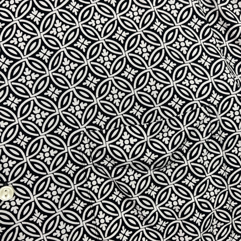 Mens Austin Reed London Linen silk Shirt Short Sleeve Button Large Geometric - Image 4 of 4