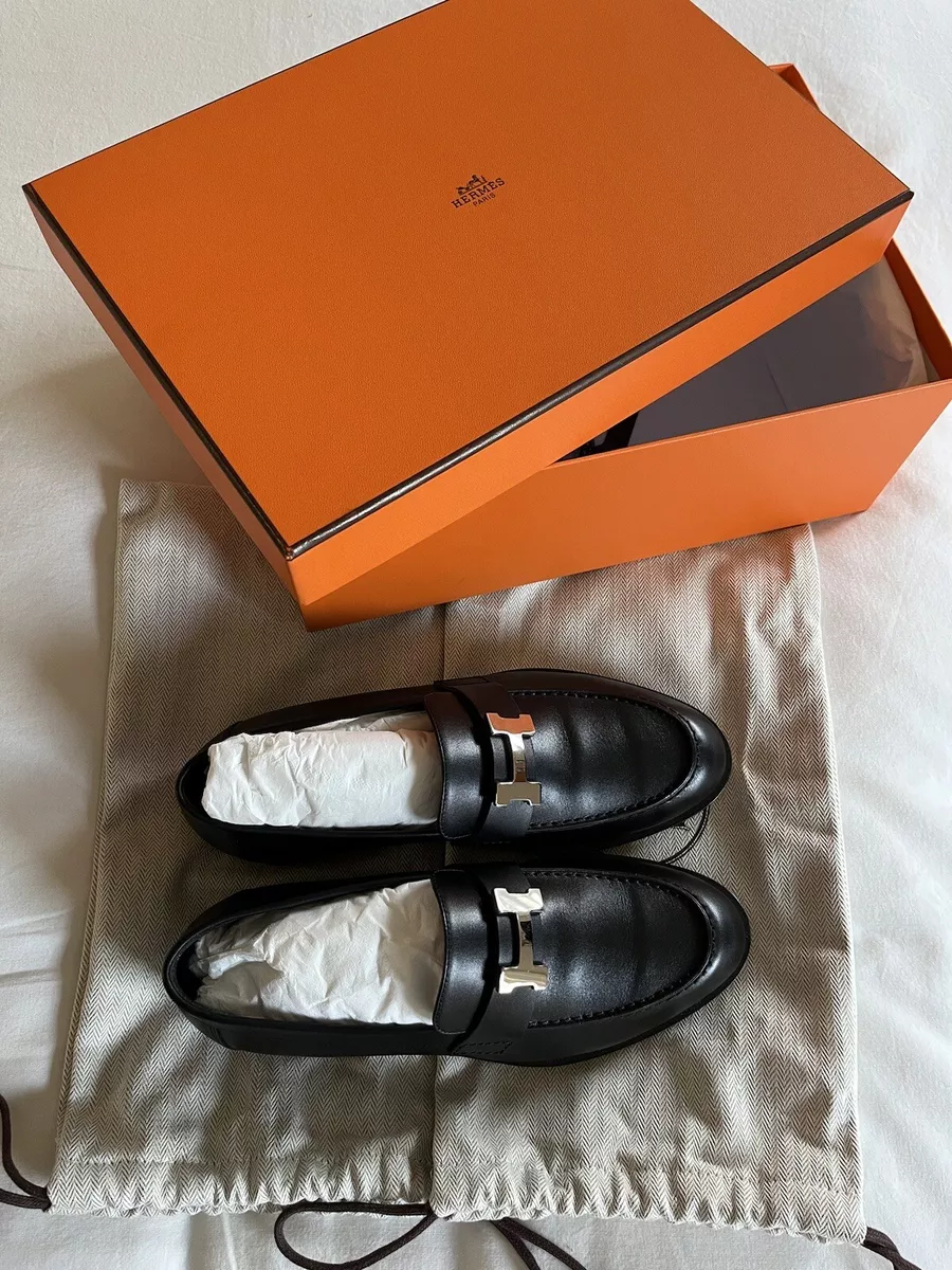 HERMES Leather Womens Faubourg Loafers, 36, Black with Tags & Box HERMES Leather Womens Faubourg Loafers, 36, Black with Tags & Box