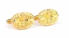 Gift Bag + Gold Tone Cuff Links Vintage Style Oval Pattern Cufflinks gld OVL04