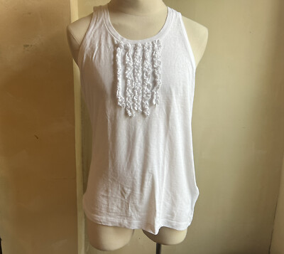 DSQUARED² RUNWAY COOL WHITE RUFFLE DETAIL TANK TOP T SHIRT M