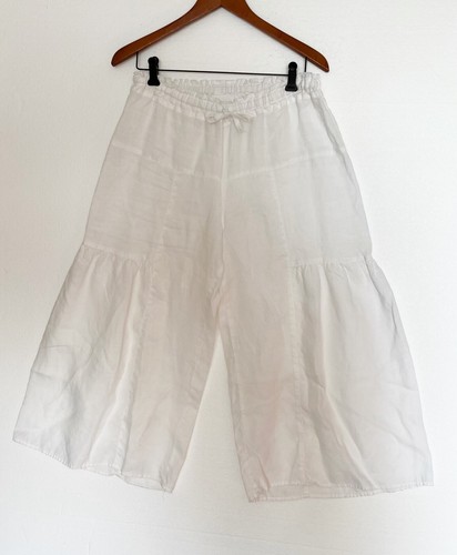 Linen Cropped Wide Leg Ankle Pants Size 