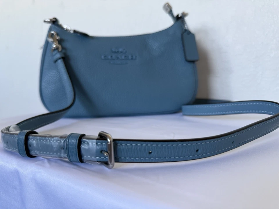 Bolso de Hombro COACH CC321Teri Cuero Corredor Azul HALLAZGO RARO Foto 2 de 4