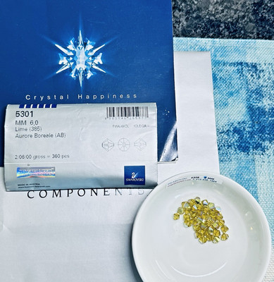 Swarovski 5328 6mm Lime AB Seal Pack 360pcs Austrian Bicone Rare Crystals